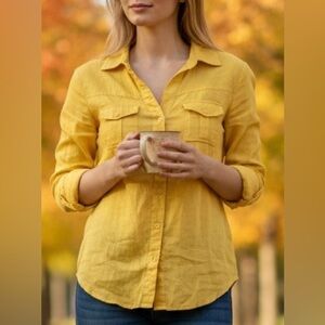 Yellow Button-Up Shirt